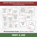 elegant christmas conversation starters on a sheet and cut out